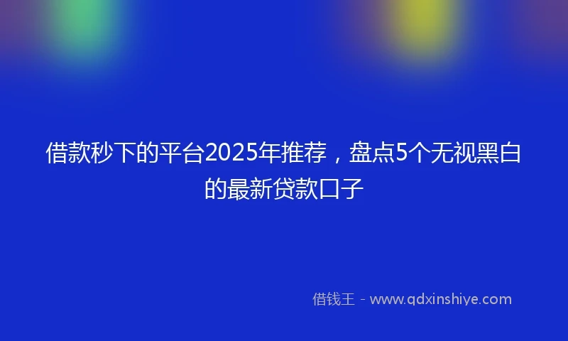 借款秒下的平台2025年推荐，盘点5个无视黑白的最新贷款口子