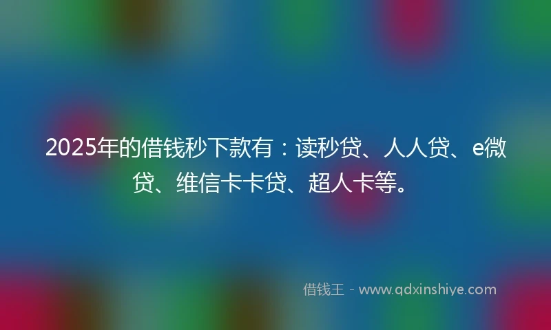 2025年的借钱秒下款有：读秒贷、人人贷、e微贷、维信卡卡贷、超人卡等。