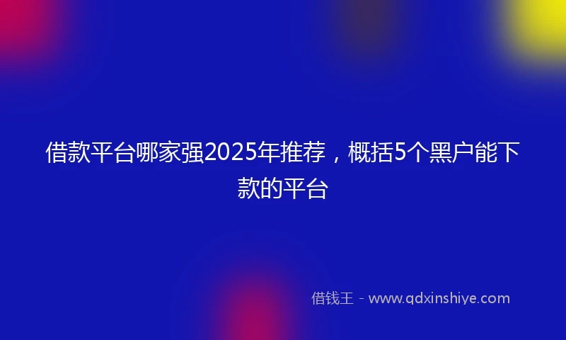 借款平台哪家强2025年推荐，概括5个黑户能下款的平台