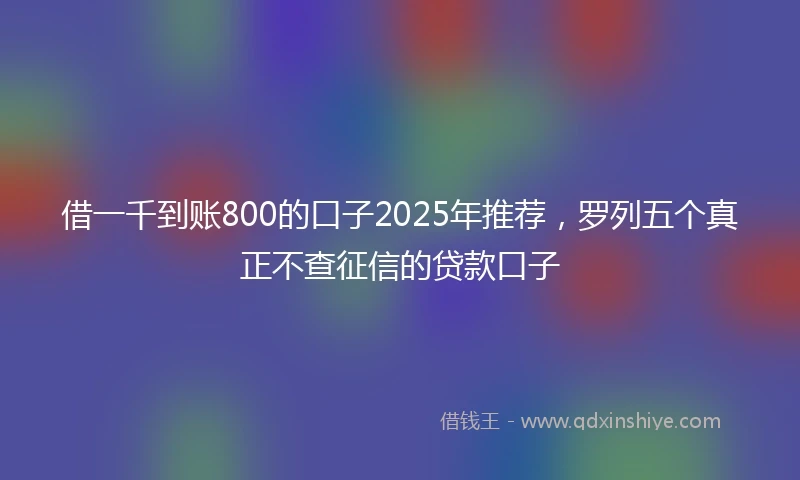 借一千到账800的口子2025年推荐，罗列五个真正不查征信的贷款口子