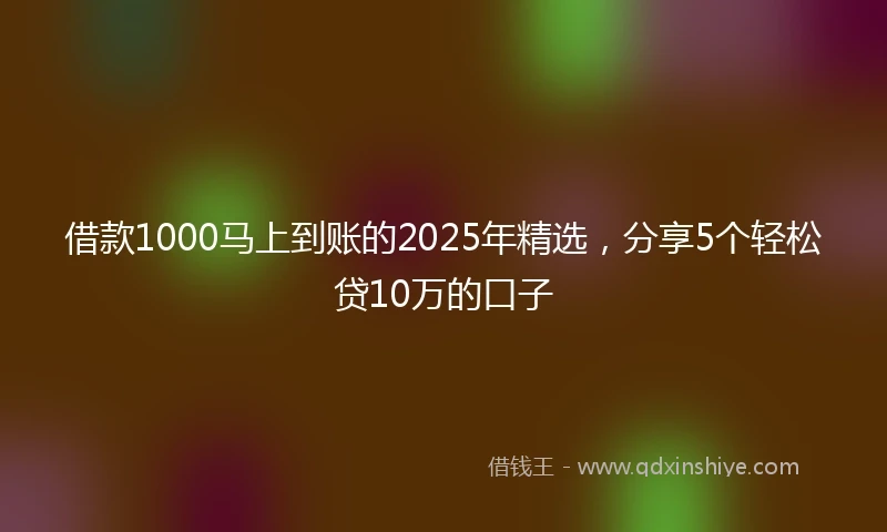 借款1000马上到账的2025年精选，分享5个轻松贷10万的口子