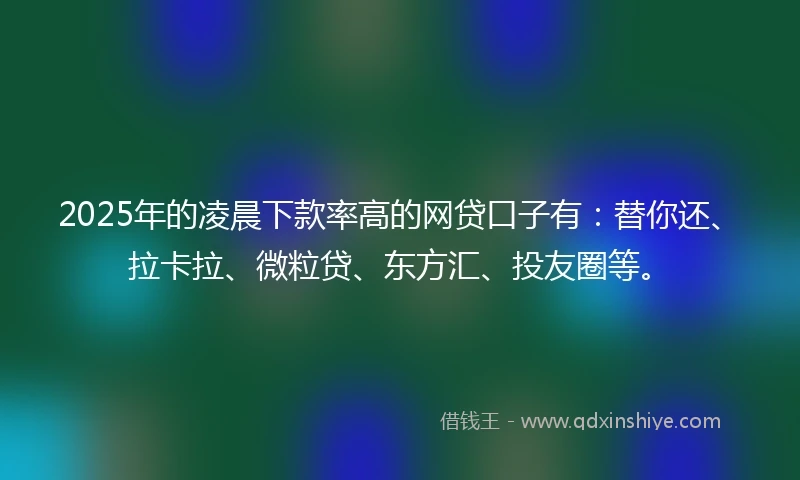 2025年的凌晨下款率高的网贷口子有：替你还、拉卡拉、微粒贷、东方汇、投友圈等。