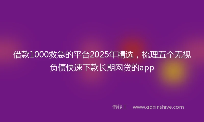 借款1000救急的平台2025年精选，梳理五个无视负债快速下款长期网贷的app