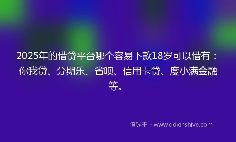 2025年的借贷平台哪个容易下款18岁可以借有：你我贷、分期乐、省呗、信用卡贷、度小满金融等。