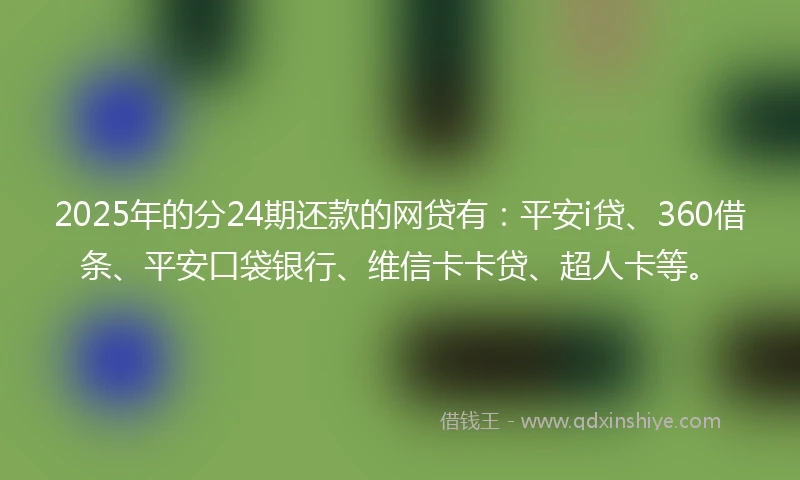 2025年的分24期还款的网贷有：平安i贷、360借条、平安口袋银行、维信卡卡贷、超人卡等。