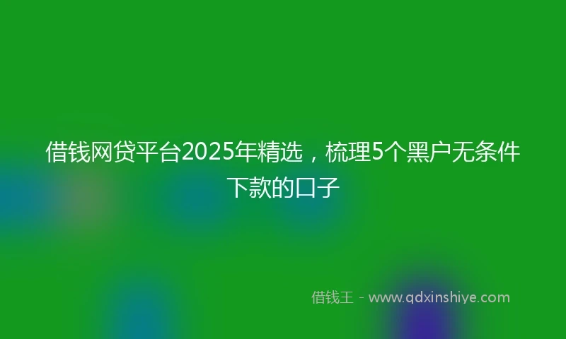 借钱网贷平台2025年精选，梳理5个黑户无条件下款的口子