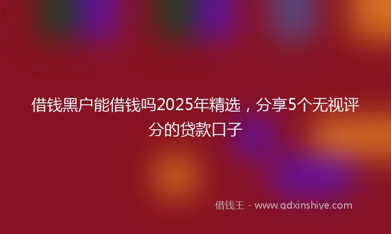 借钱黑户能借钱吗2025年精选，分享5个无视评分的贷款口子