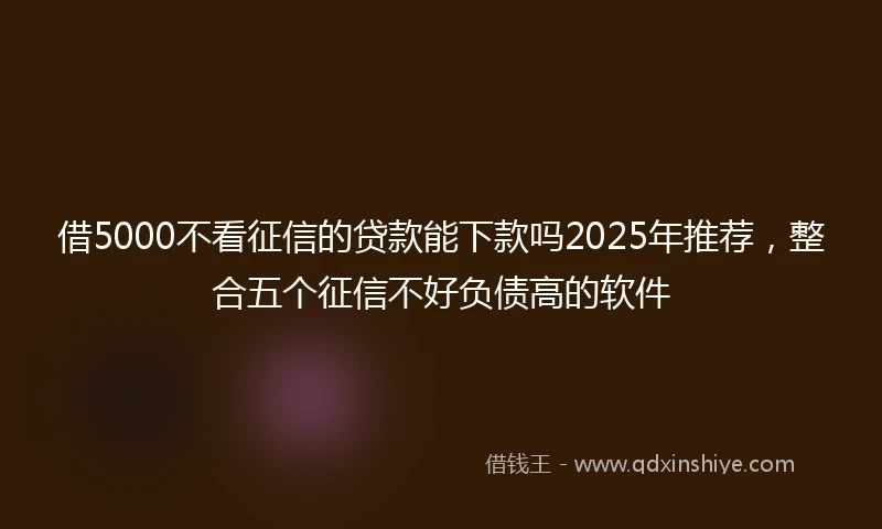 借5000不看征信的贷款能下款吗2025年推荐，整合五个征信不好负债高的软件