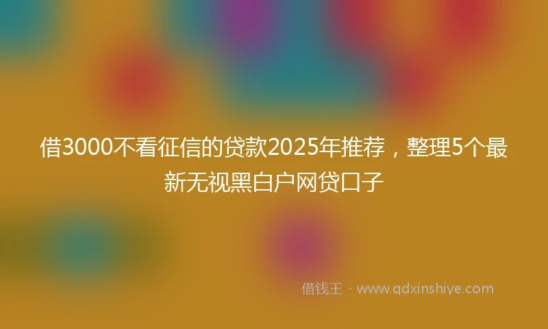 借3000不看征信的贷款2025年推荐，整理5个最新无视黑白户网贷口子