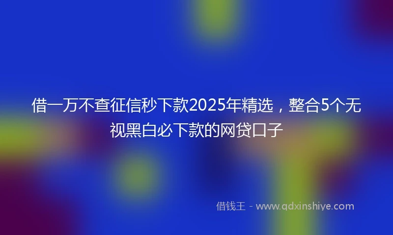 借一万不查征信秒下款2025年精选，整合5个无视黑白必下款的网贷口子