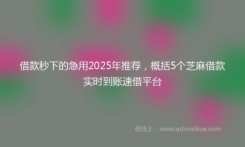 借款秒下的急用2025年推荐，概括5个芝麻借款实时到账速借平台