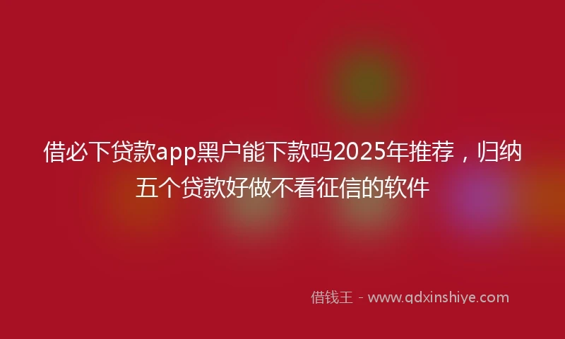 借必下贷款app黑户能下款吗2025年推荐，归纳五个贷款好做不看征信的软件