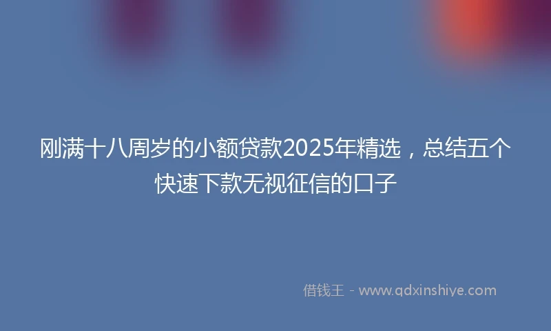 刚满十八周岁的小额贷款2025年精选，总结五个快速下款无视征信的口子