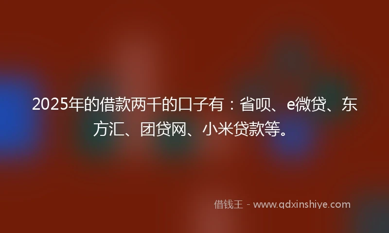 2025年的借款两千的口子有：省呗、e微贷、东方汇、团贷网、小米贷款等。