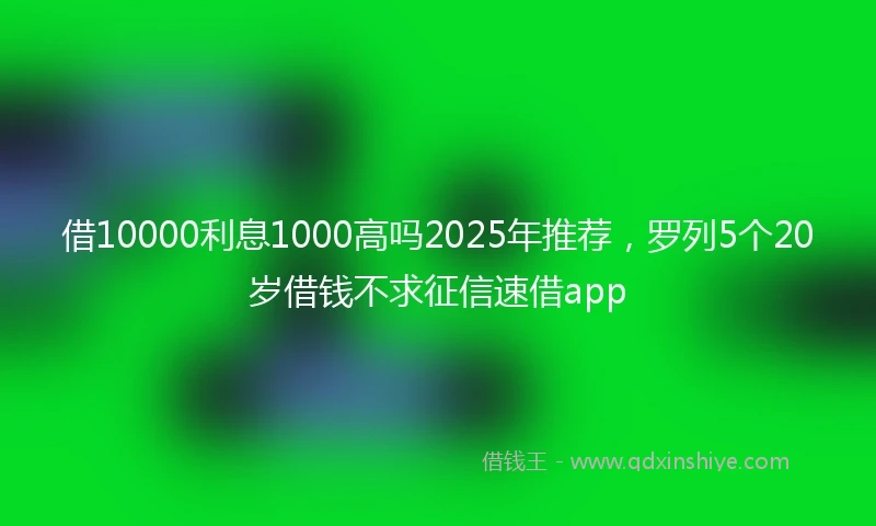 借10000利息1000高吗2025年推荐，罗列5个20岁借钱不求征信速借app