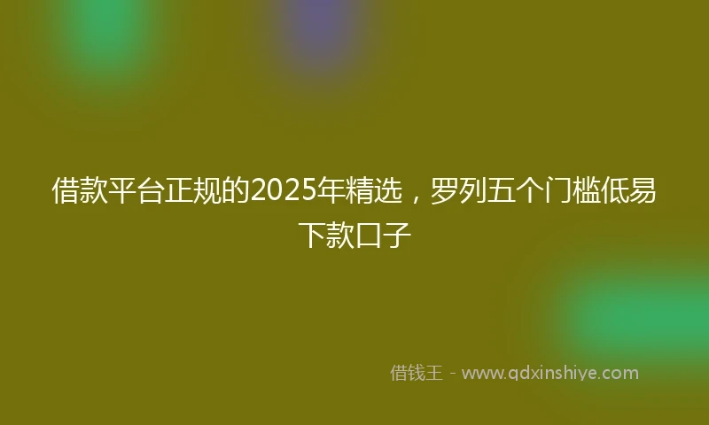 借款平台正规的2025年精选，罗列五个门槛低易下款口子