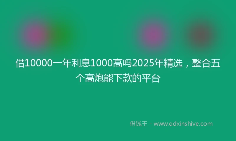 借10000一年利息1000高吗2025年精选,整合五个高炮能下款的平台