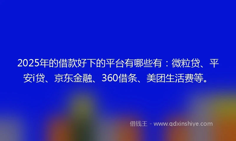 2025年的借款好下的平台有哪些有：微粒贷、平安i贷、京东金融、360借条、美团生活费等。
