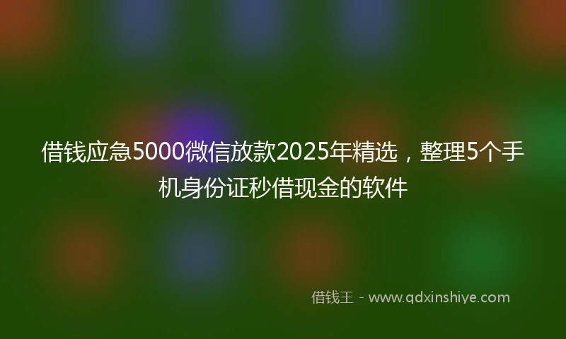 借钱应急5000微信放款2025年精选，整理5个手机身份证秒借现金的软件
