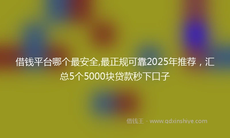借钱平台哪个最安全,最正规可靠2025年推荐，汇总5个5000块贷款秒下口子