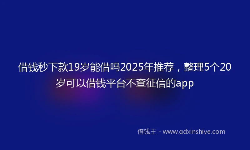 借钱秒下款19岁能借吗2025年推荐，整理5个20岁可以借钱平台不查征信的app