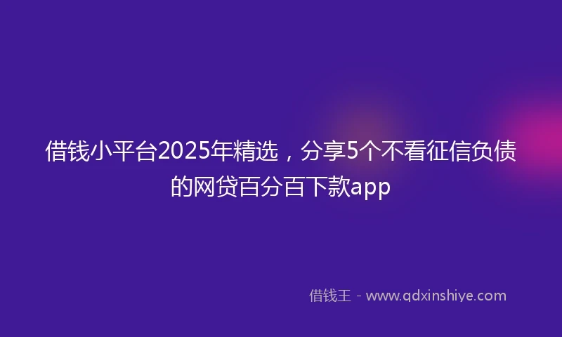 借钱小平台2025年精选，分享5个不看征信负债的网贷百分百下款app