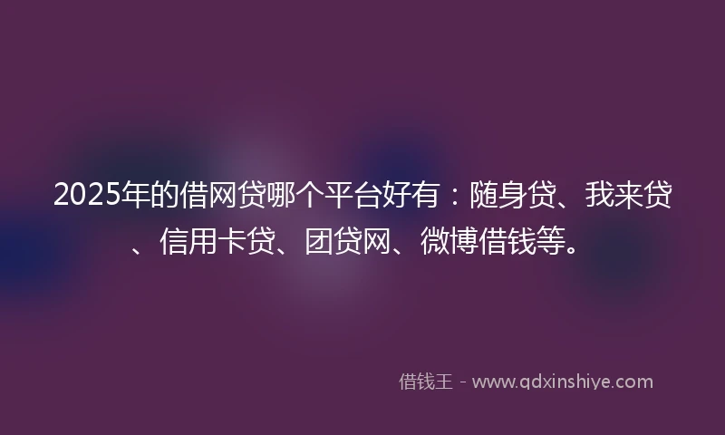 2025年的借网贷哪个平台好有：随身贷、我来贷、信用卡贷、团贷网、微博借钱等。