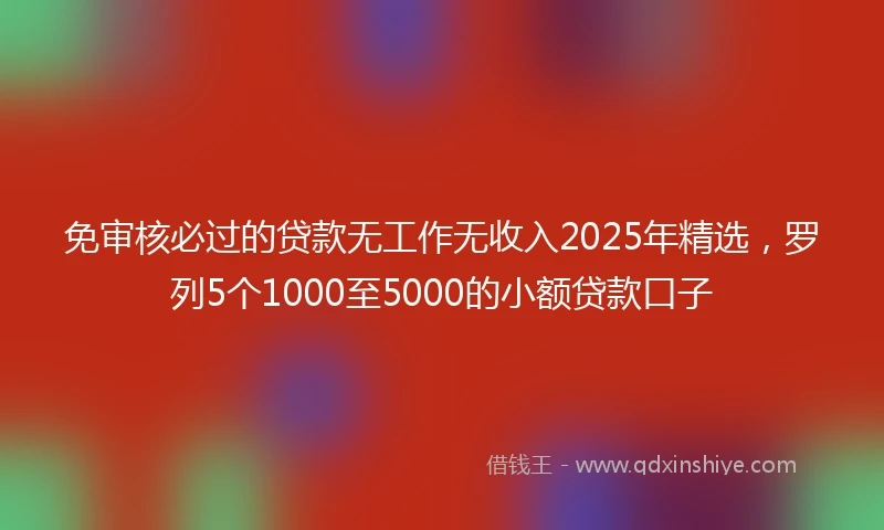 免审核必过的贷款无工作无收入2025年精选，罗列5个1000至5000的小额贷款口子