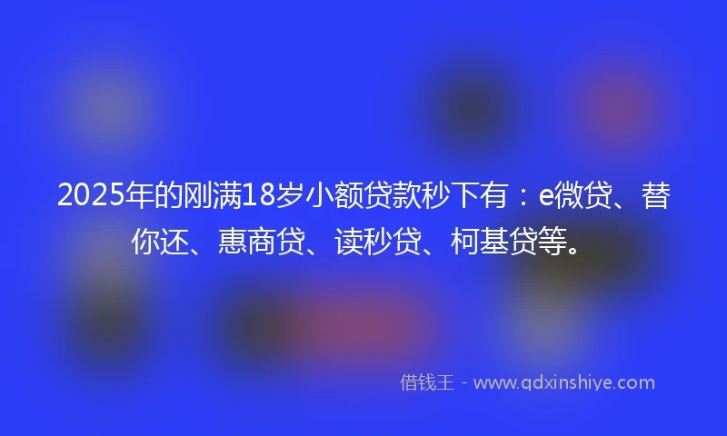 2025年的刚满18岁小额贷款秒下有：e微贷、替你还、惠商贷、读秒贷、柯基贷等。