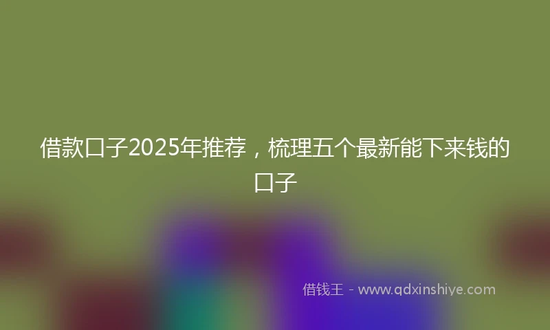 借款口子2025年推荐，梳理五个最新能下来钱的口子