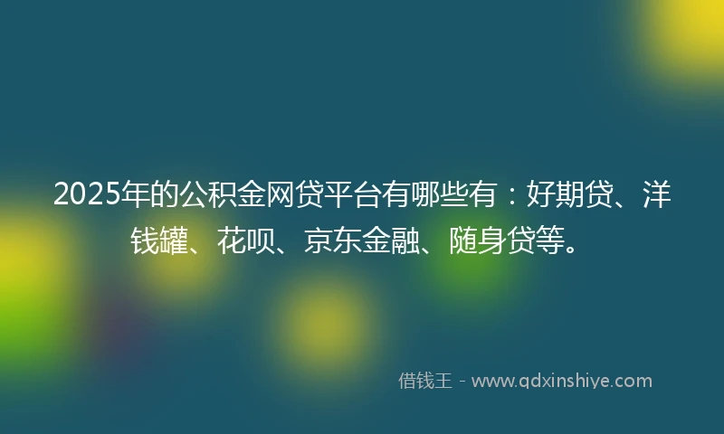 2025年的公积金网贷平台有哪些有：好期贷、洋钱罐、花呗、京东金融、随身贷等。