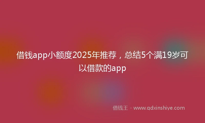 借钱app小额度2025年推荐，总结5个满19岁可以借款的app