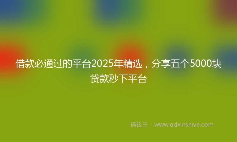 借款必通过的平台2025年精选，分享五个5000块贷款秒下平台