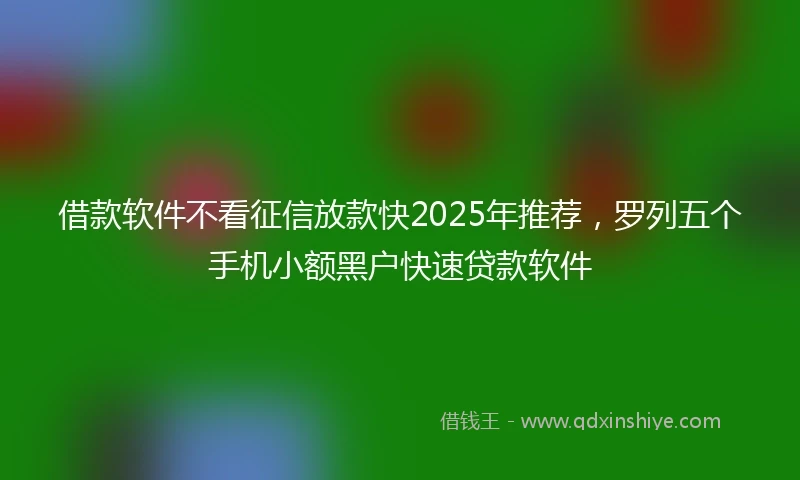 借款软件不看征信放款快2025年推荐，罗列五个手机小额黑户快速贷款软件