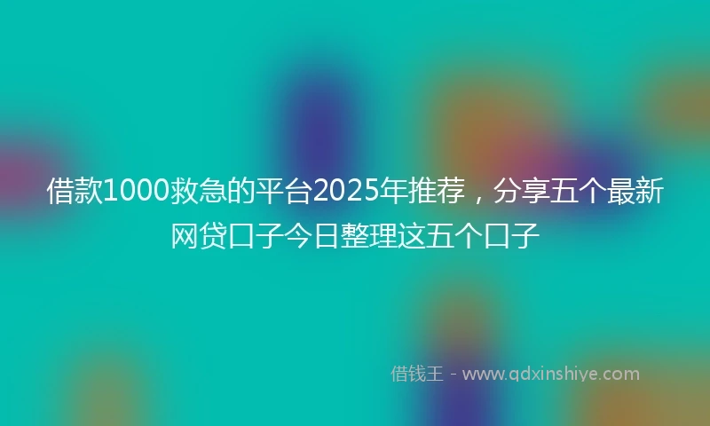 借款1000救急的平台2025年推荐，分享五个最新网贷口子今日整理这五个口子