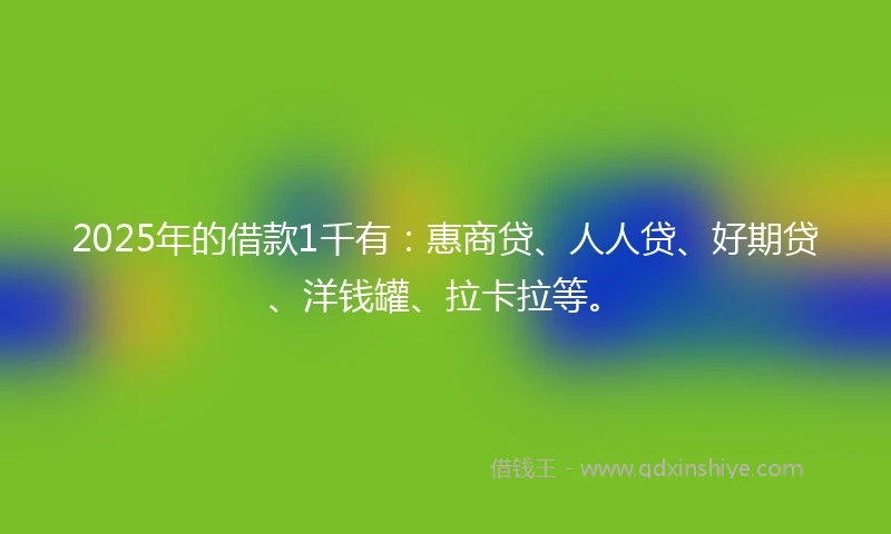 2025年的借款1千有：惠商贷、人人贷、好期贷、洋钱罐、拉卡拉等。