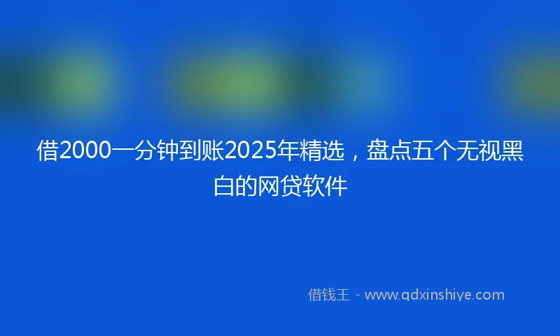 借2000一分钟到账2025年精选，盘点五个无视黑白的网贷软件