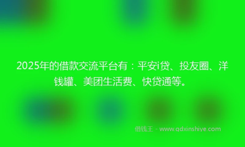 2025年的借款交流平台有：平安i贷、投友圈、洋钱罐、美团生活费、快贷通等。