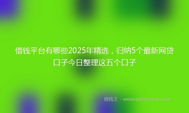 借钱平台有哪些2025年精选，归纳5个最新网贷口子今日整理这五个口子