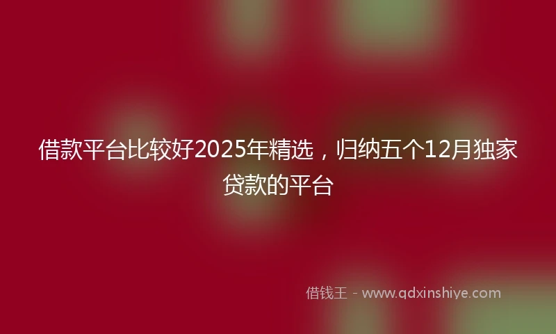 借款平台比较好2025年精选，归纳五个12月独家贷款的平台
