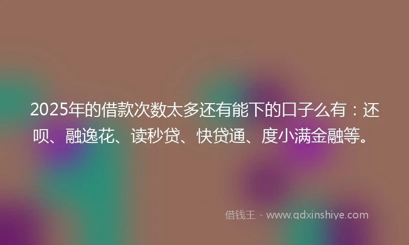 2025年的借款次数太多还有能下的口子么有：还呗、融逸花、读秒贷、快贷通、度小满金融等。