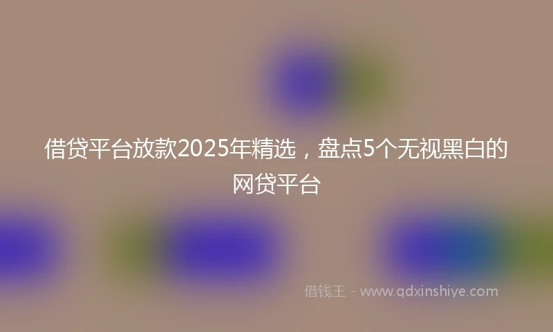 借贷平台放款2025年精选，盘点5个无视黑白的网贷平台