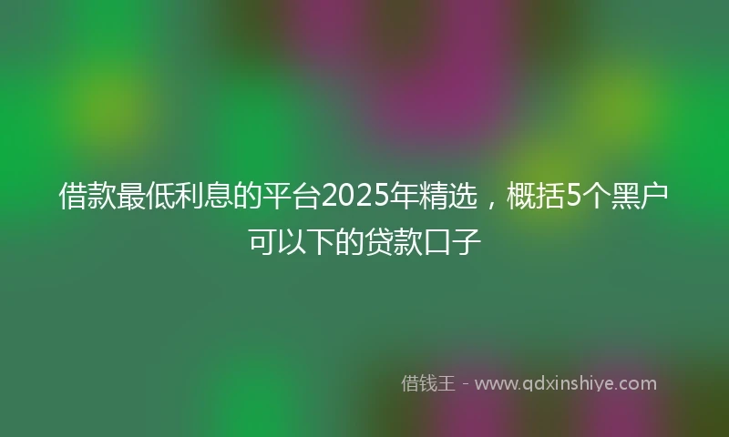 借款最低利息的平台2025年精选，概括5个黑户可以下的贷款口子