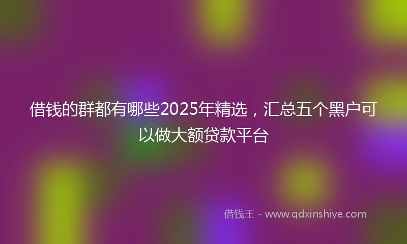 借钱的群都有哪些2025年精选，汇总五个黑户可以做大额贷款平台