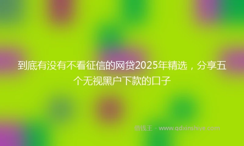 到底有没有不看征信的网贷2025年精选，分享五个无视黑户下款的口子