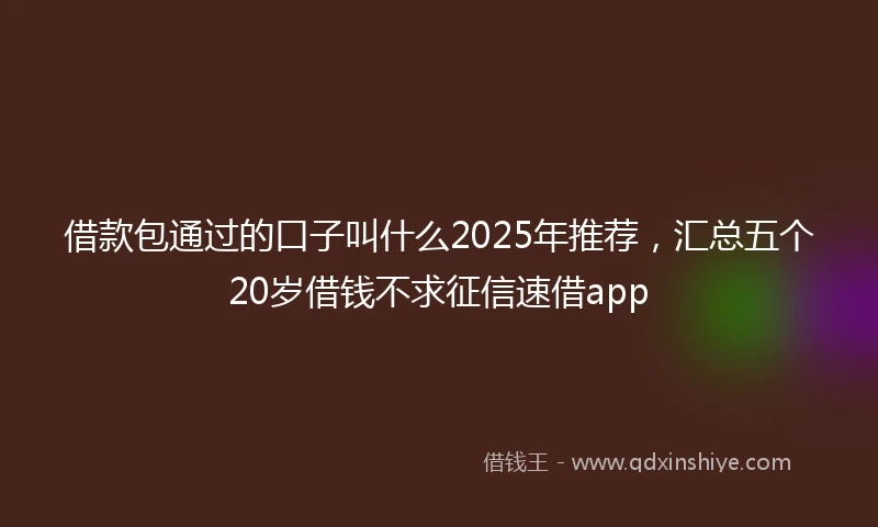 借款包通过的口子叫什么2025年推荐，汇总五个20岁借钱不求征信速借app