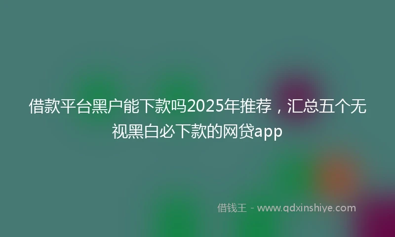 借款平台黑户能下款吗2025年推荐，汇总五个无视黑白必下款的网贷app