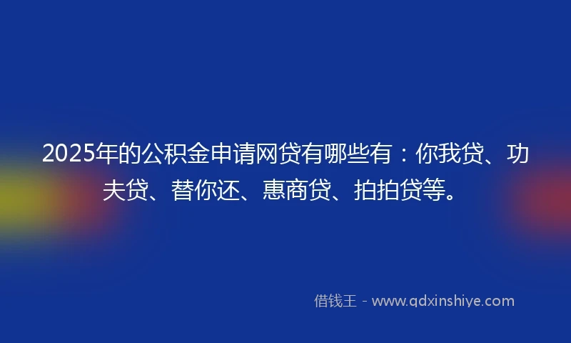 2025年的公积金申请网贷有哪些有：你我贷、功夫贷、替你还、惠商贷、拍拍贷等。