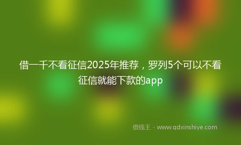 借一千不看征信2025年推荐，罗列5个可以不看征信就能下款的app
