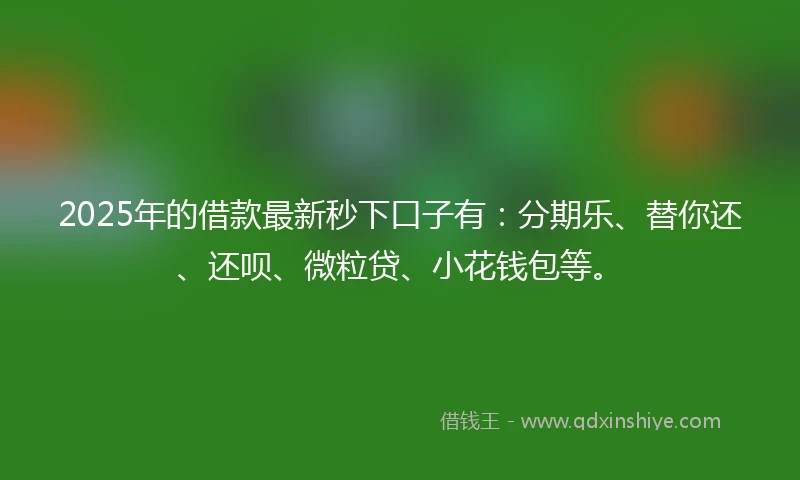 2025年的借款最新秒下口子有：分期乐、替你还、还呗、微粒贷、小花钱包等。